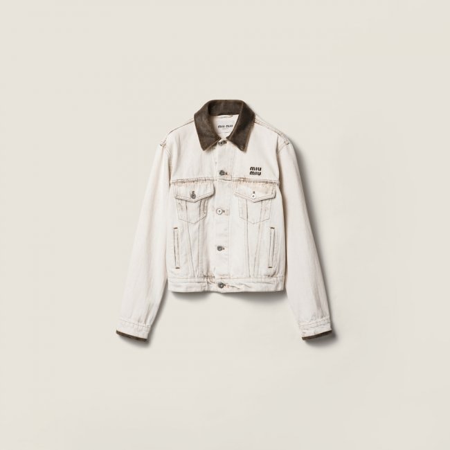 Miu Miu Denim blouson jacket White