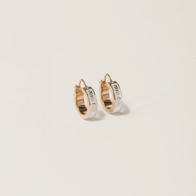 Miu Miu Enameled metal earrings White