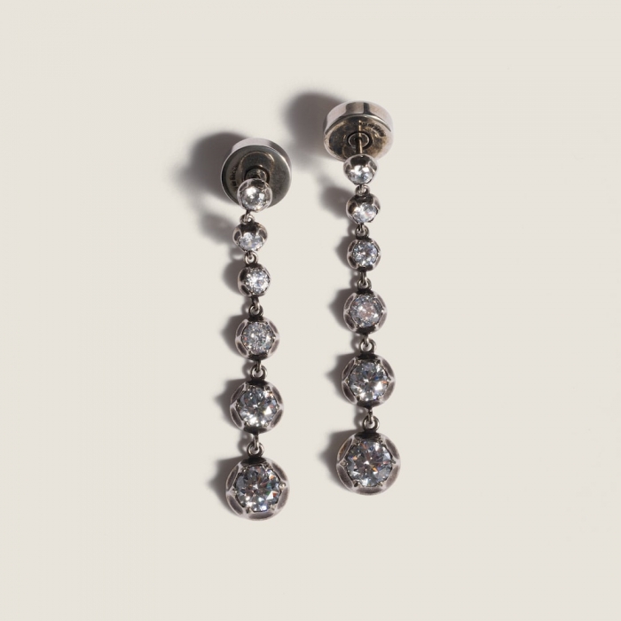 Miu Miu Metal pendant earrings with crystals Silver