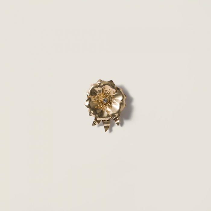 Miu Miu Metal brooch with crystal Gold / Crystal