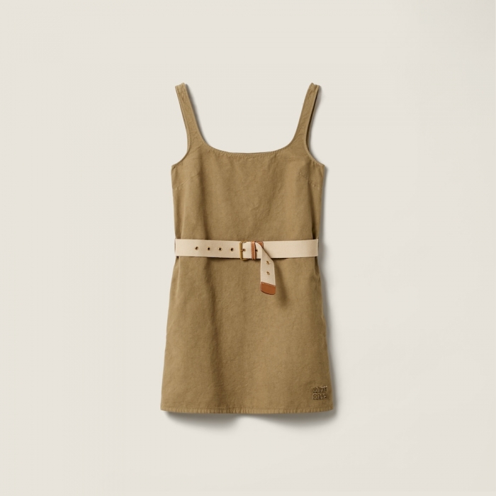 Miu Miu Old gabardine mini-dress Khaki