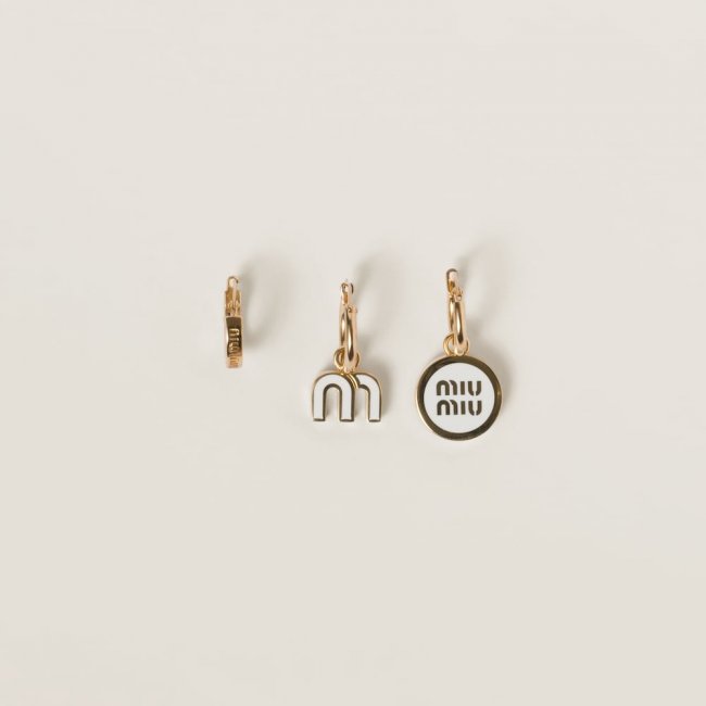 Miu Miu Set of enameled metal earrings White