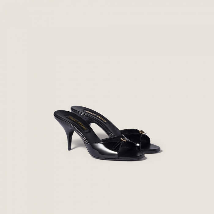 Miu Miu Patent leather mules with buckle Black