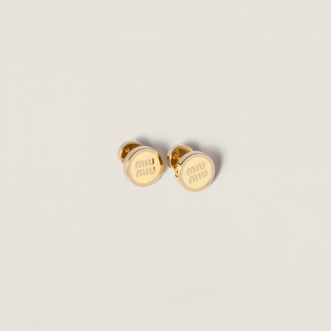 Miu Miu Enameled metal earrings Vanilla