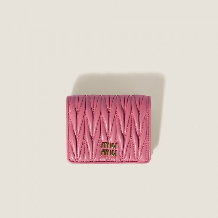 Miu Miu Small matelassé nappa leather wallet Begonia Pink