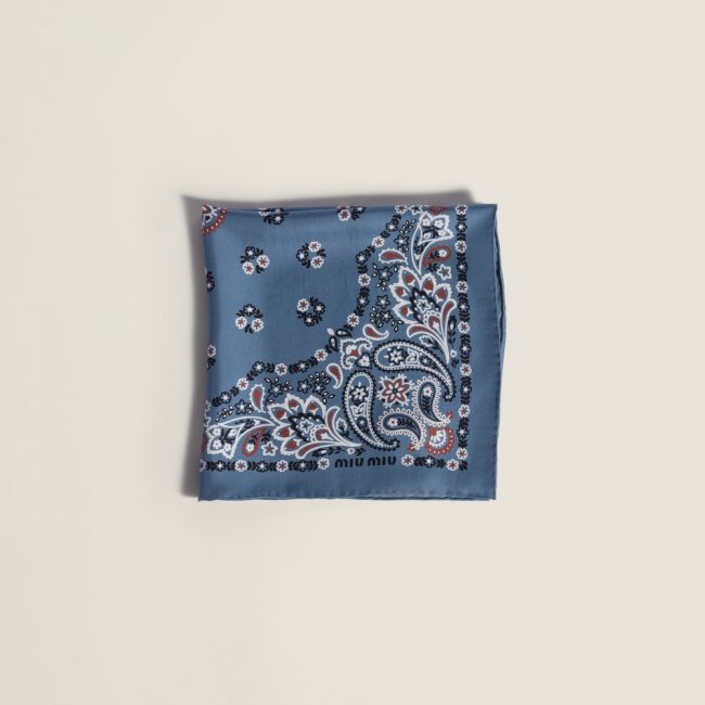 Miu Miu Printed silk scarf - Aviator Blue