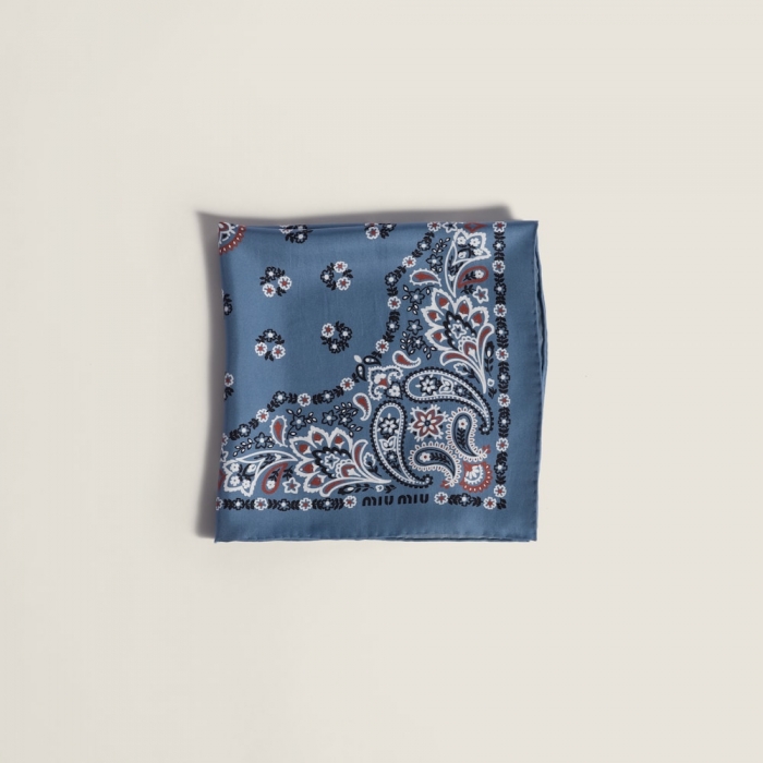 Miu Miu Printed silk scarf - Aviator Blue