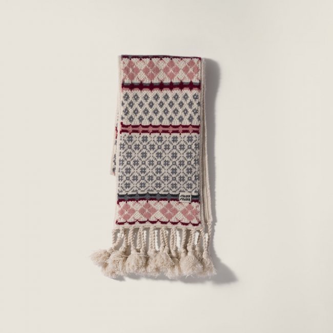 Miu Miu Wool and cashmere scarf - Talc/Pink