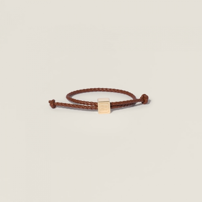 Miu Miu Leather bracelet Cognac
