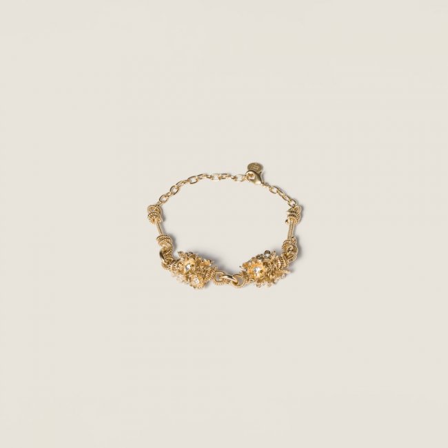 Miu Miu Metal bracelet with crystals Gold / Crystal