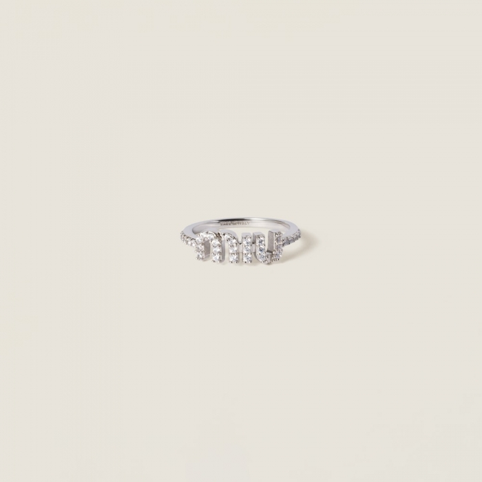 Miu Miu Zircon ring Steel / Crystal