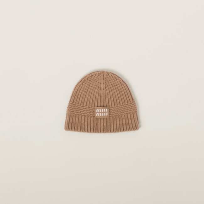Miu Miu Wool and cashmere beanie - Camel Brown