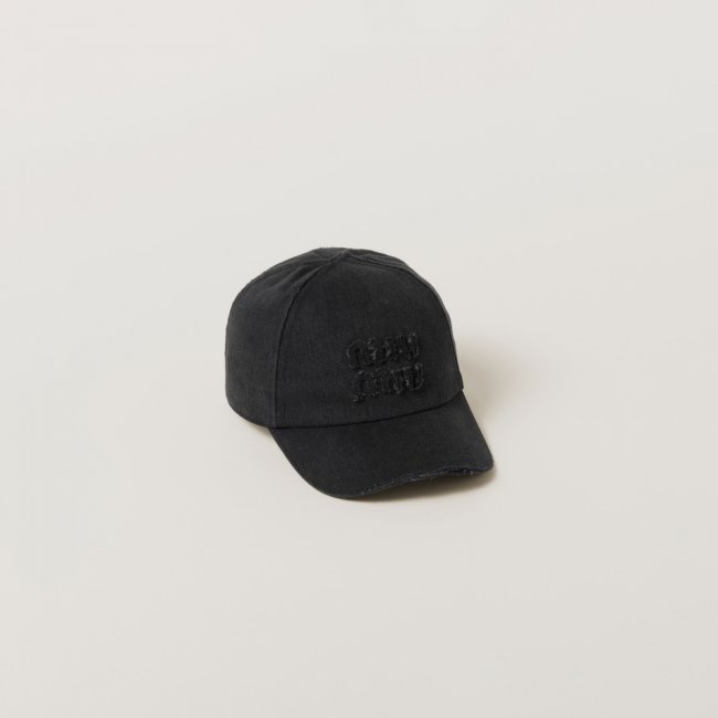 Miu Miu Denim baseball cap - Black