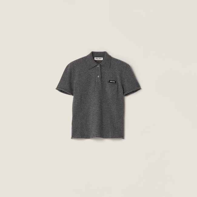 Miu Miu Cashmere polo shirt Slate Gray