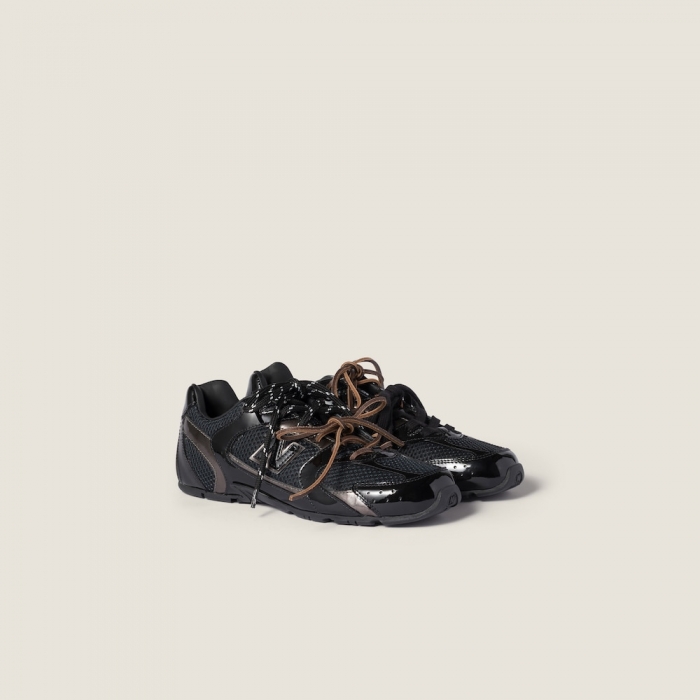 Miu Miu New Balance X Miu Miu 530 SL patent leather and mesh sneakers Black / Anthracite Gray