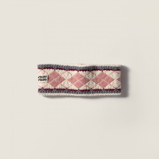 Miu Miu Wool and cashmere headband - Talc/Pink