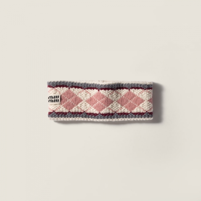 Miu Miu Wool and cashmere headband - Talc/Pink