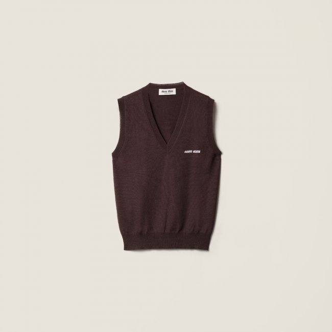 Miu Miu Wool sweater vest Cocoa Brown