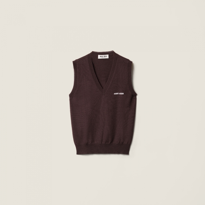 Miu Miu Wool sweater vest Cocoa Brown