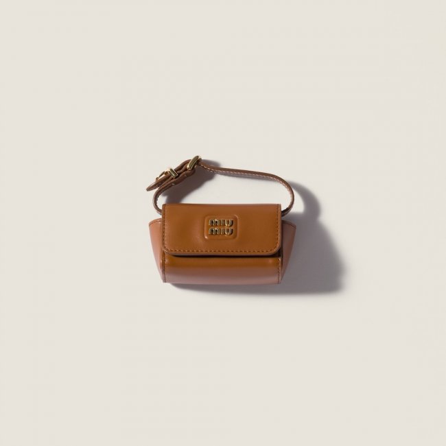 Miu Miu Leather lipstick case - Cognac