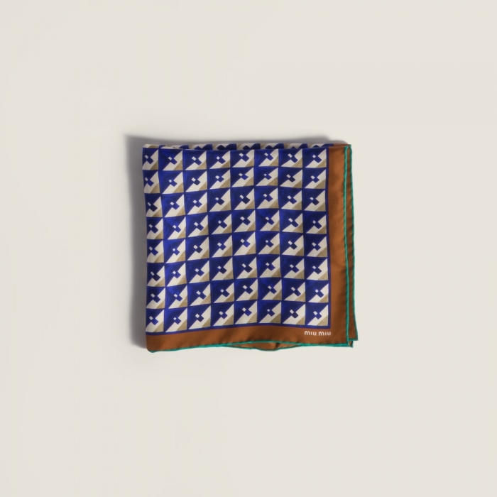 Miu Miu Printed silk scarf - Tobacco/Ink