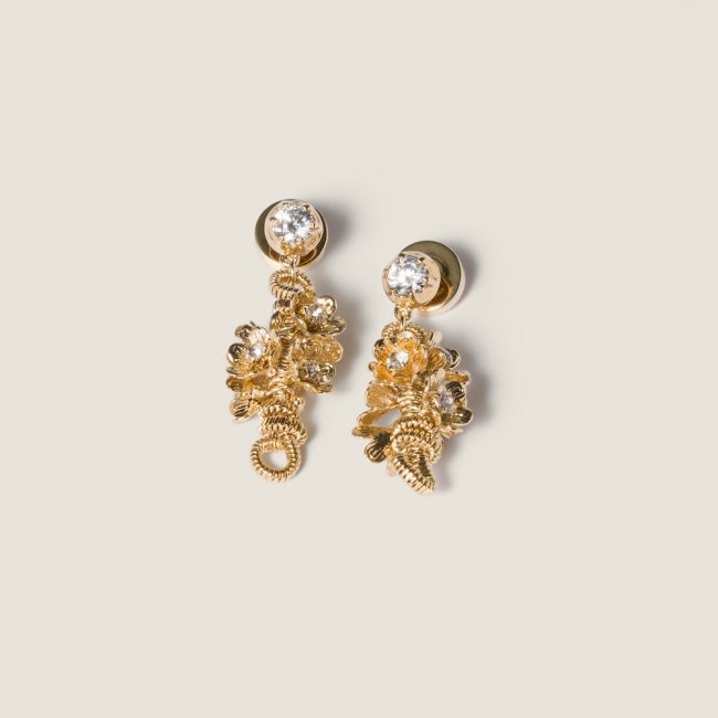 Miu Miu Metal earrings with crystals Gold / Crystal