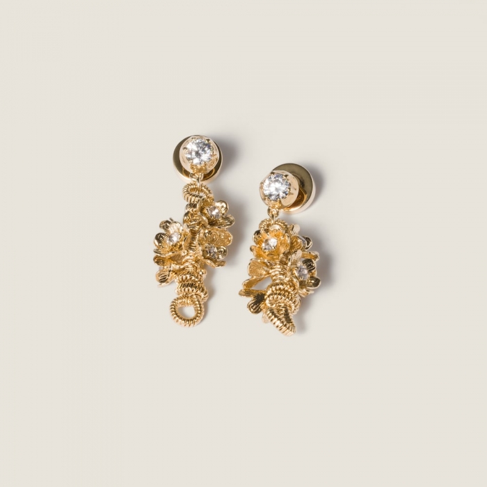 Miu Miu Metal earrings with crystals Gold / Crystal