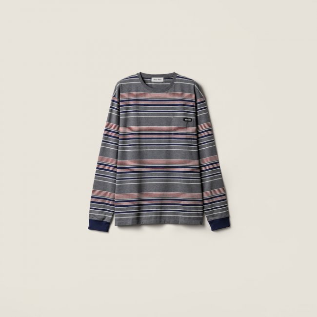 Miu Miu Striped jersey T-shirt Slate Gray / Blue