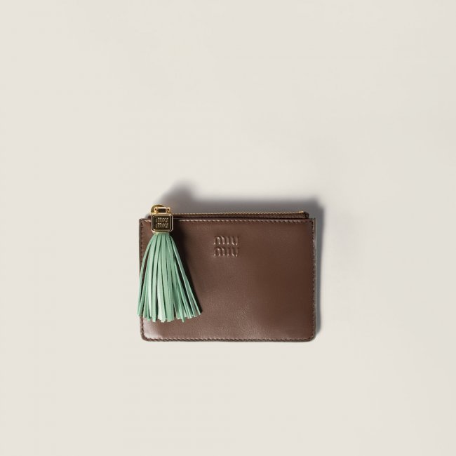Miu Miu Leather card holder Burnt / Aquamarine