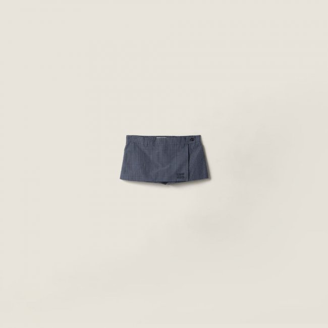 Miu Miu Checked technical fabric mini skort Navy