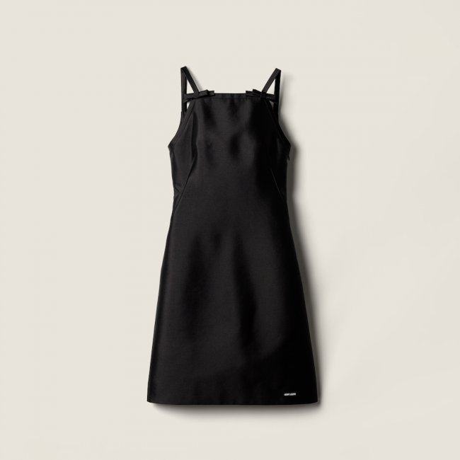 Miu Miu Silk and wool mini-dress Black