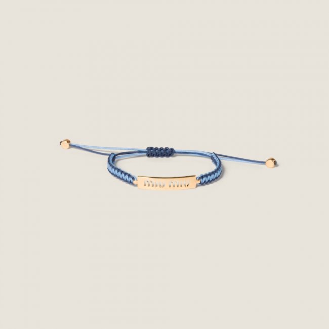 Miu Miu Cotton and metal bracelet Gold / Light Blue / Blue