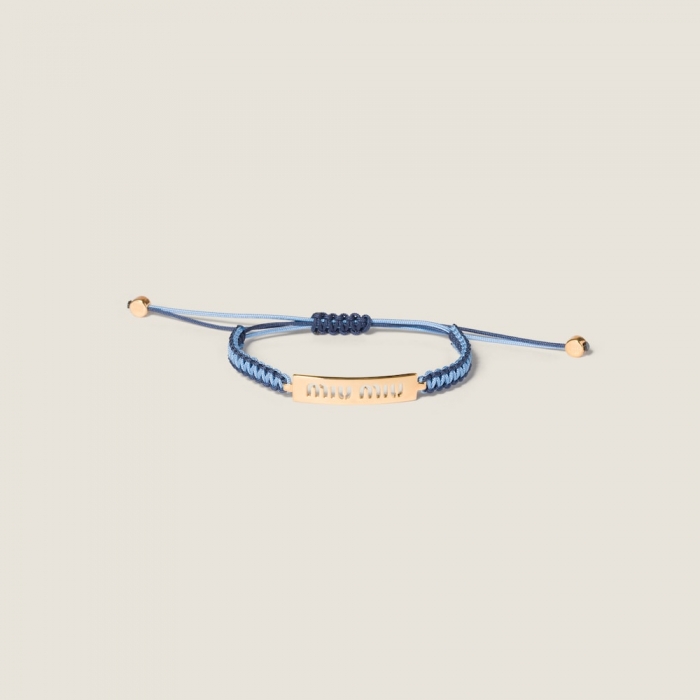 Miu Miu Cotton and metal bracelet Gold / Light Blue / Blue