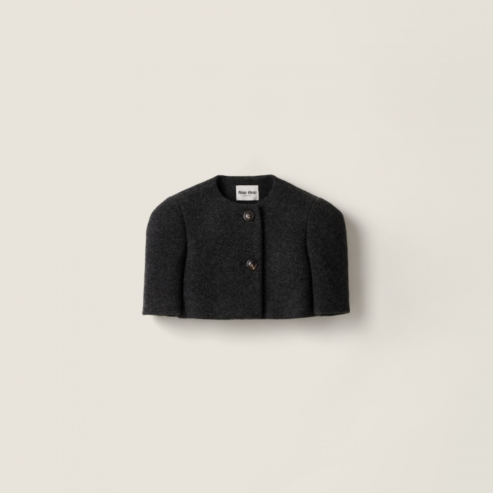 Miu Miu Light Shetland wool bolero jacket Anthracite Gray