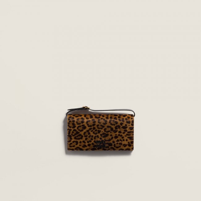 Miu Miu Calf hair leather wallet with strap Honey