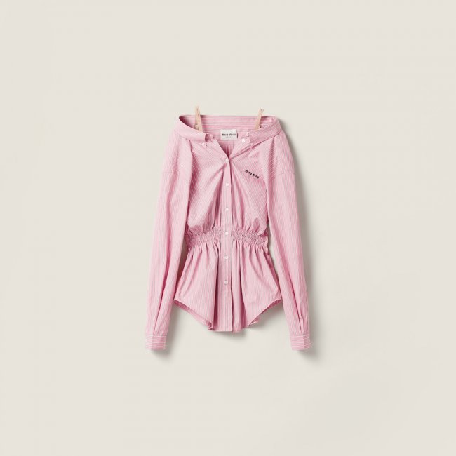 Miu Miu Striped poplin dress Pink