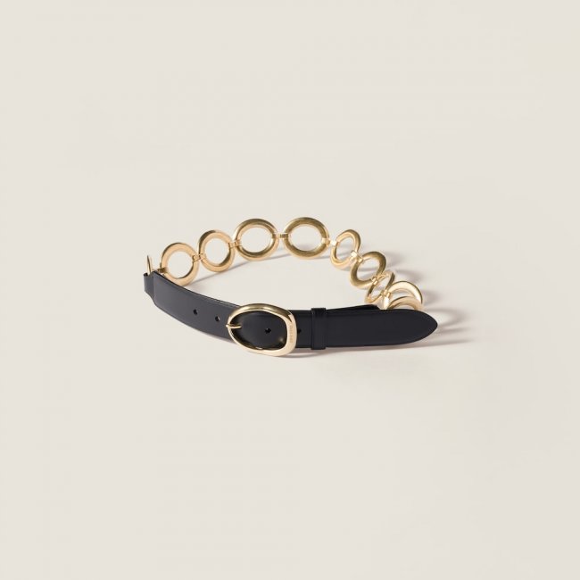 Miu Miu Leather and metal belt - Black