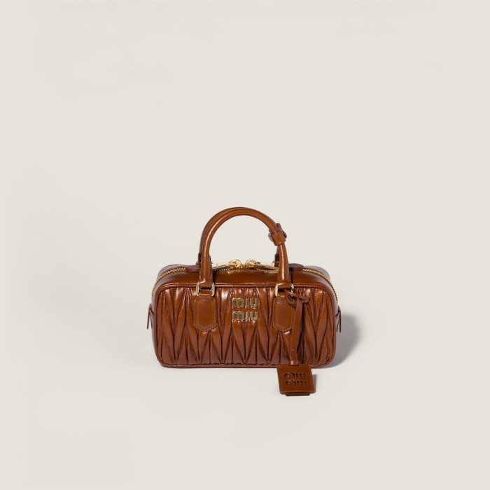 Miu Miu Arcadie shiny matelassé leather bag Palisander