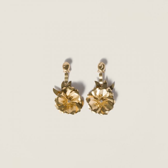 Miu Miu Metal earrings with crystals Gold / Crystal