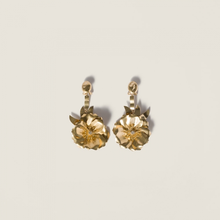 Miu Miu Metal earrings with crystals Gold / Crystal