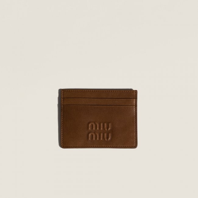 Miu Miu Nappa leather card holder Oak