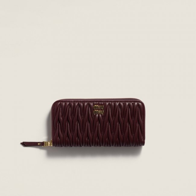 Miu Miu Large matelassé nappa leather wallet Burgundy
