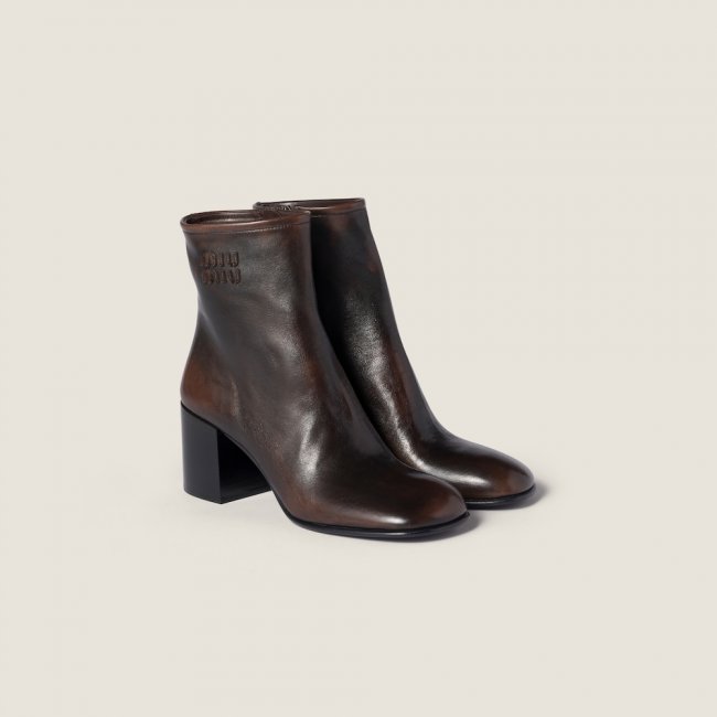 Miu Miu Fumé calf booties Dark Brown