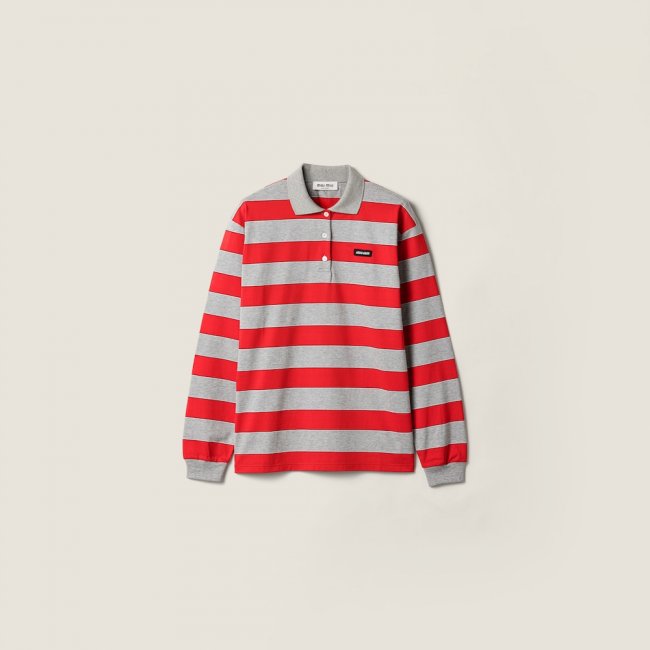 Miu Miu Striped jersey polo shirt Red / Gray