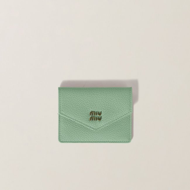 Miu Miu Leather card holder Aquamarine