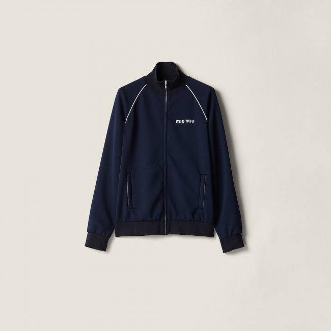 Miu Miu Technical jersey blouson jacket Navy