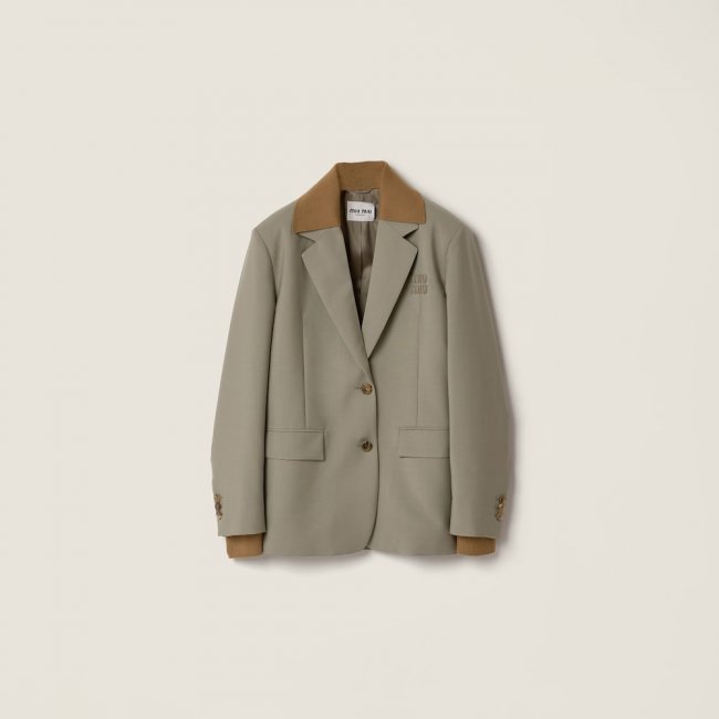 Miu Miu Single-breasted kid mohair jacket Beige