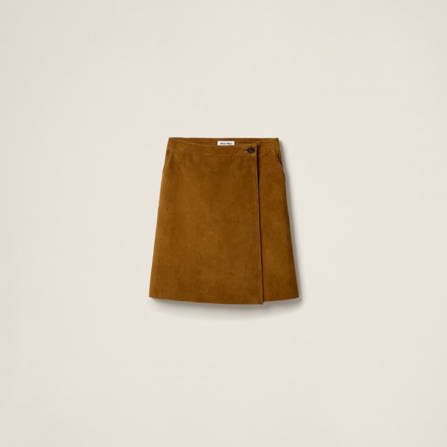 Miu Miu Suede wraparound skirt Olive Green