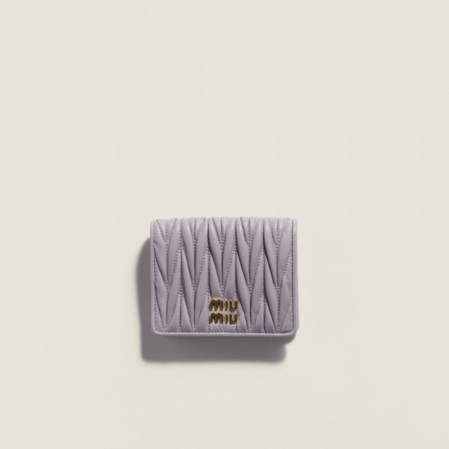 Miu Miu Small matelassé nappa leather wallet Wisteria