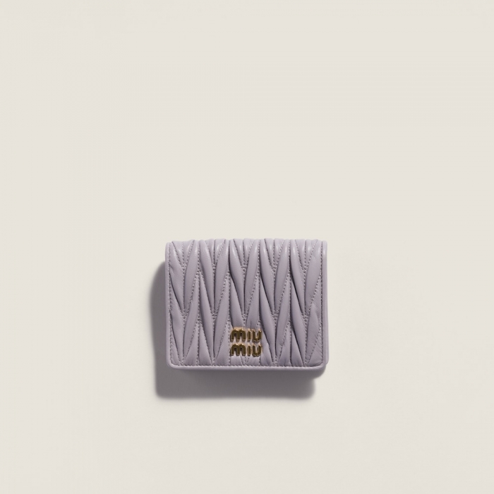Miu Miu Small matelassé nappa leather wallet Wisteria